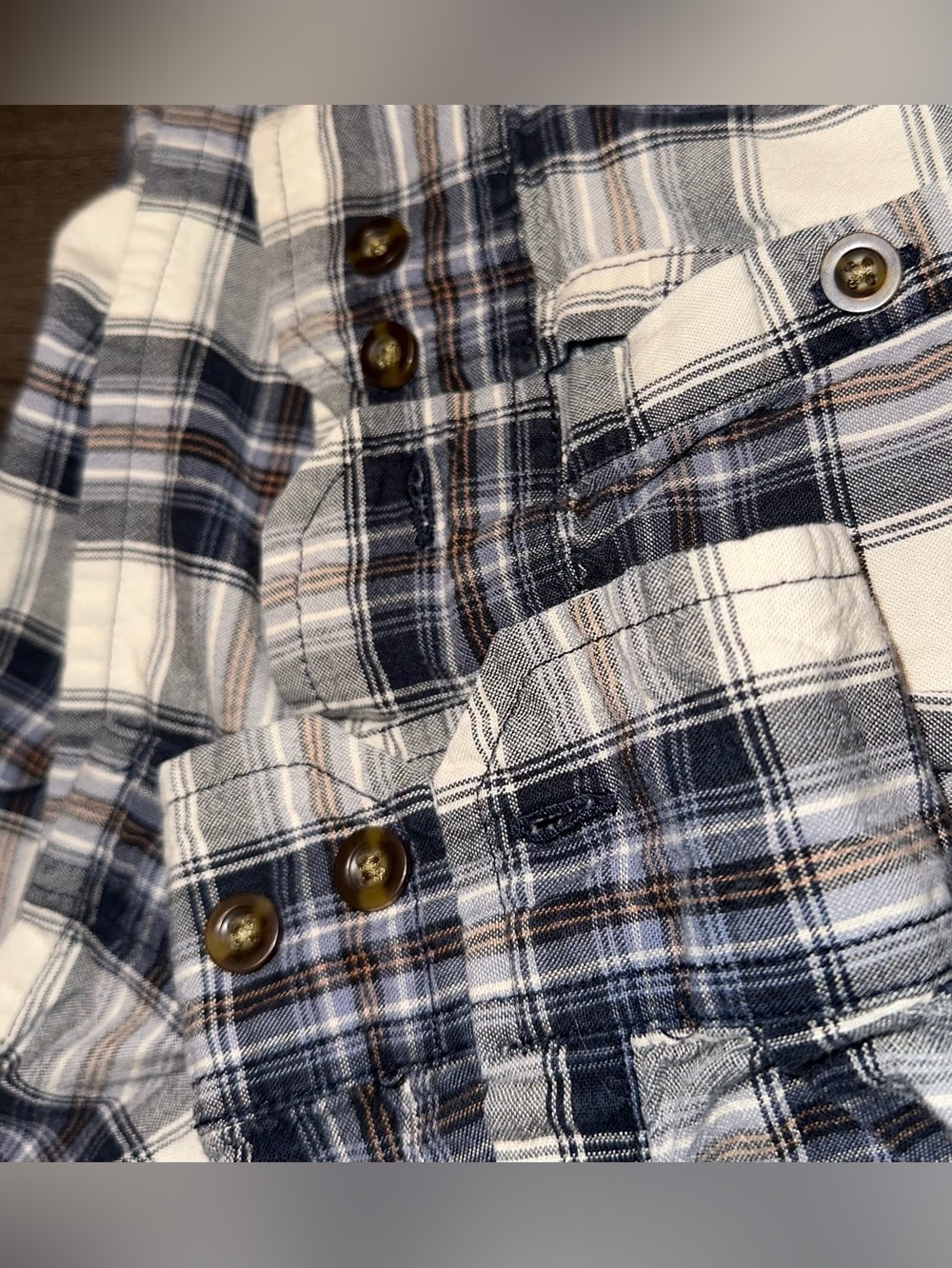 Carhartt Men's Multi/Off-white, Navy Neutral Plaid Button-Down Shirt Relaxed XL - Picture 5 of 7